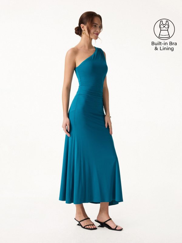 SkinKiss Ruched One Shoulder Maxi Bra Dress