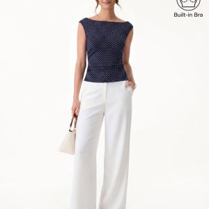 Stretch Cotton Polka Dot Boatneck Ruched Bra Top Limited Edition - Image 14