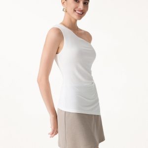Linen Knit One Shoulder Bra Tank - Image 6