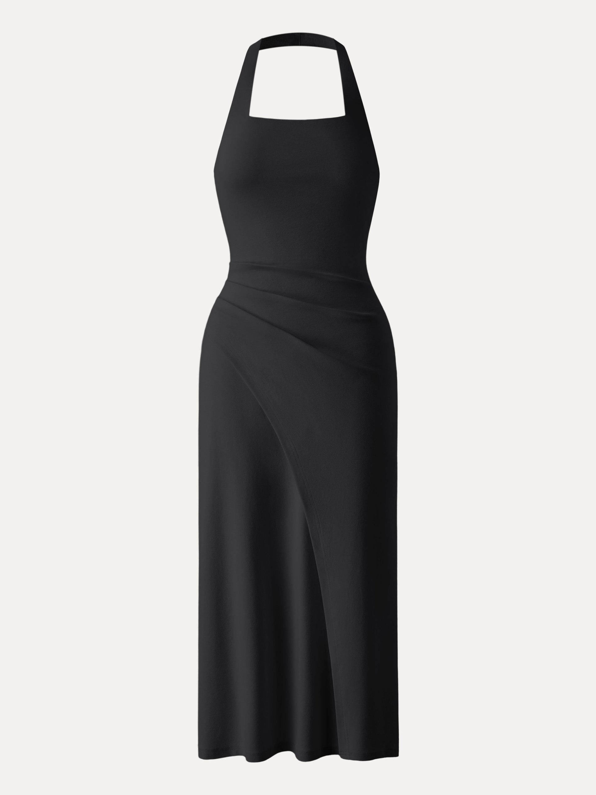 Cotton Lyocell Halter Square Neck Tucked Maxi Dress - Image 14