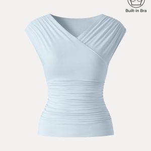 SkinKiss Surplice V-Neck Ruching Bra Top - Image 15