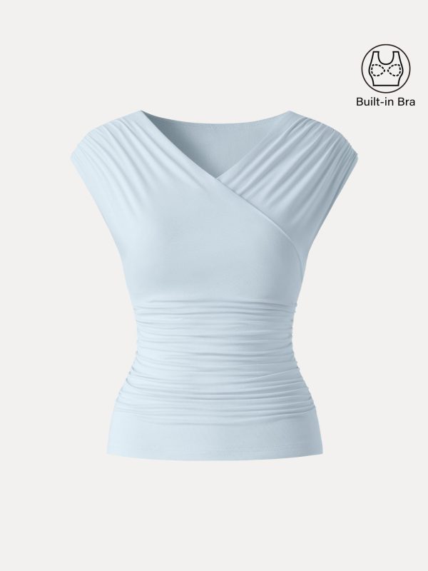 SkinKiss Surplice V-Neck Ruching Bra Top
