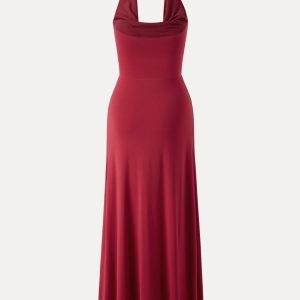 Stunning Cowl Neck Flared Maxi Bra Dress - Image 8