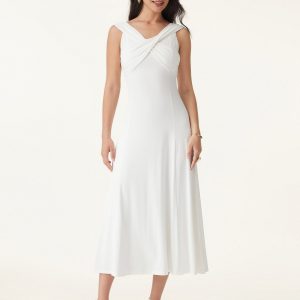 Flowy Criss Cross Off-shoulder Midi Bra Dress - Image 3