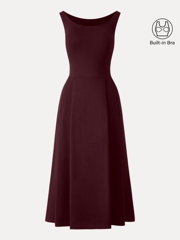 Balletic Scoop Neck Midi Bra Dress with Pockets