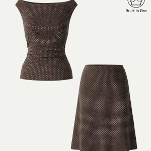 2Pcs Set Polka Dot Boatneck Bra Top & A-Line Flare Skirt Limited Edition - Image 6