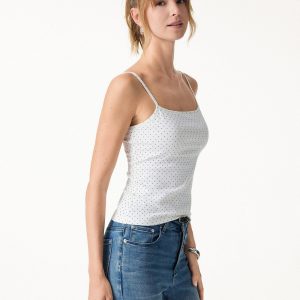 Stretch Cotton Polka Dot Adujstable Spaghetti Bra Top Limited Edition - Image 8