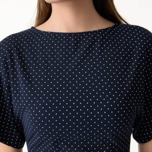Soft Stretch Cotton Boatneck Flutter Sleeves Polka Dot Top Limited Edition - Image 5