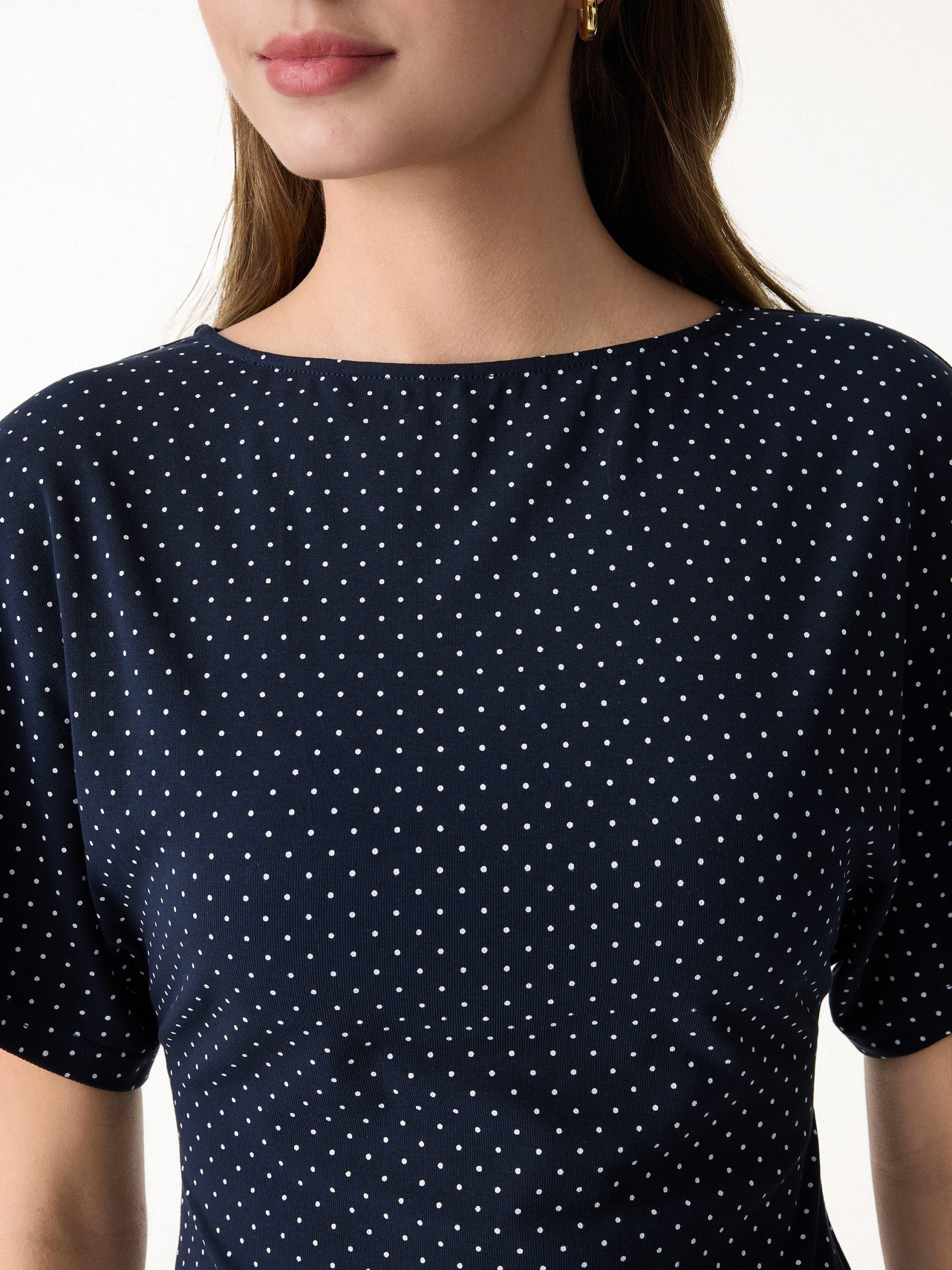 Soft Stretch Cotton Boatneck Flutter Sleeves Polka Dot Top Limited Edition - Image 5