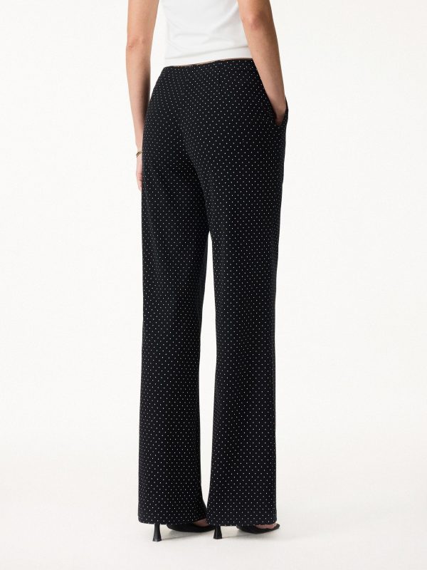 Stretch Cotton Polka Dot Wide Leg Pull-On Pants with Pockets Limited Edition