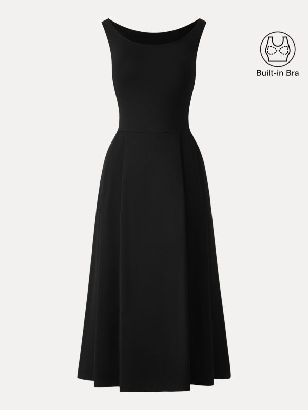 Balletic Scoop Neck Midi Bra Dress with Pockets