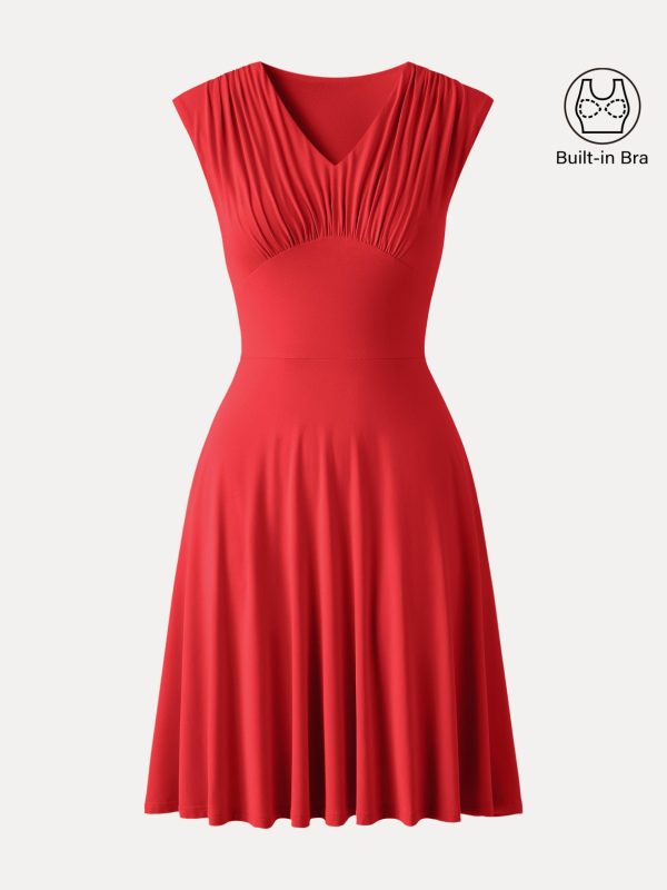 SkinKiss Cooling V-Neck Gathered Bra Dress with Pockets