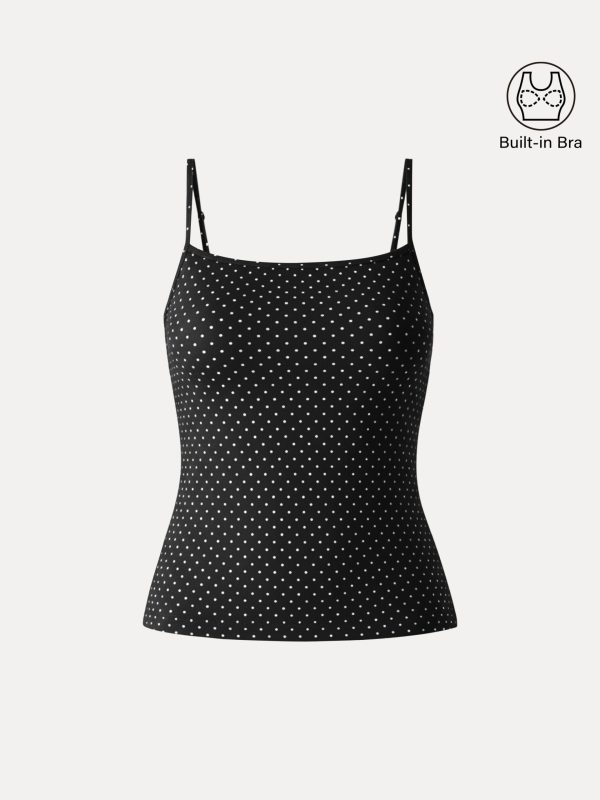 Stretch Cotton Polka Dot Adujstable Spaghetti Bra Top Limited Edition