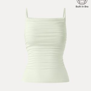 Adjustable Spaghetti Straps Side Ruched New Airy Bra Tank - Image 4