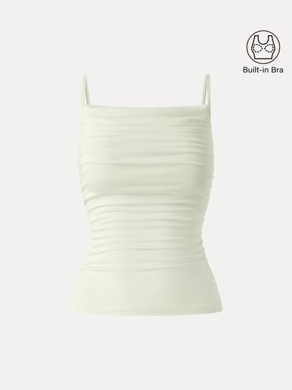 Adjustable Spaghetti Straps Side Ruched New Airy Bra Tank