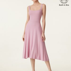 Square Neck Flowy New Airy Bra Midi Dress - Image 2