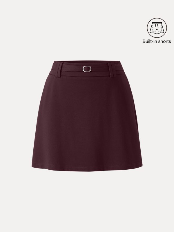 Stretch Ponte A-Line Mini Skort with Pockets
