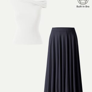 2Pcs Set Multi-wear Bra Top & Volume Skirt with Pockets - Image 7