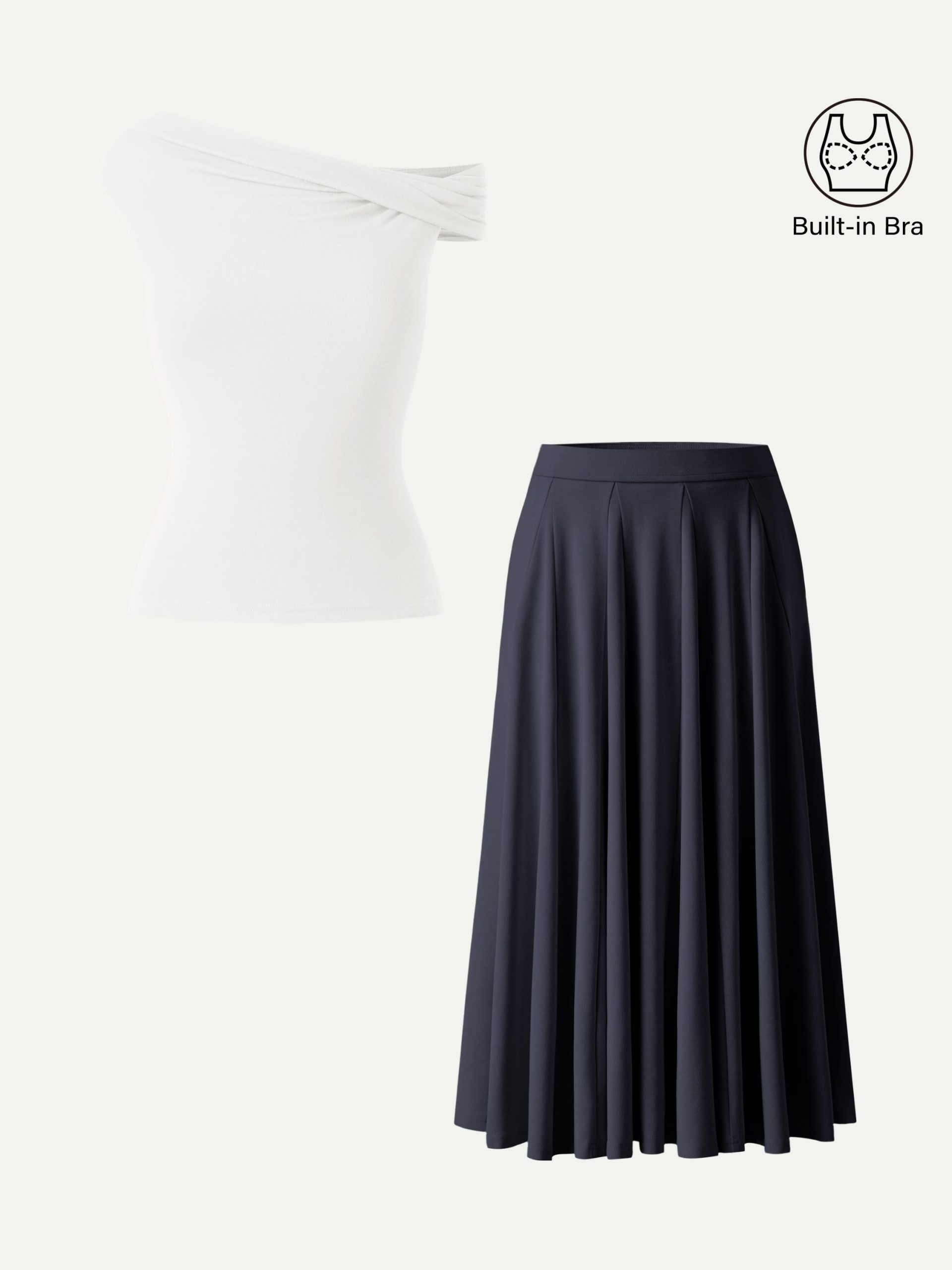 2Pcs Set Multi-wear Bra Top & Volume Skirt with Pockets - Image 7