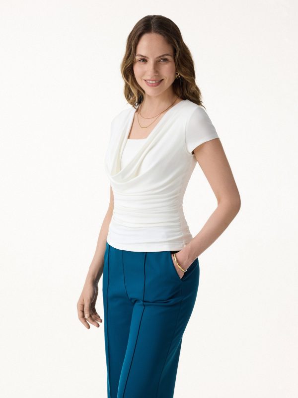 Smoothing Cowl Neck Ruched Bra Top