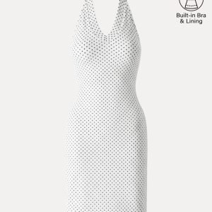 Soft Stretch Cotton Halter Neck Polka Dot Mini Bra Dress Limited Edition - Image 14