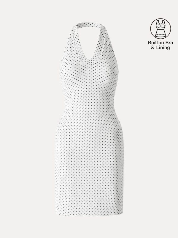 Soft Stretch Cotton Halter Neck Polka Dot Mini Bra Dress Limited Edition
