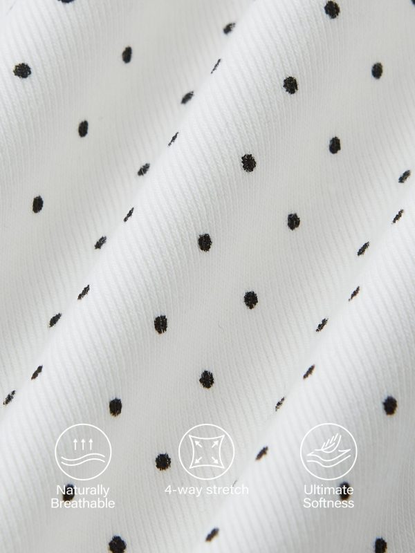 Stretch Cotton Polka Dot Square Neck Midi Bra Dress with Pockets Limited Edition