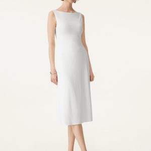 Classy Boatneck Open Back Bandless Midi Bra Dress - Image 8