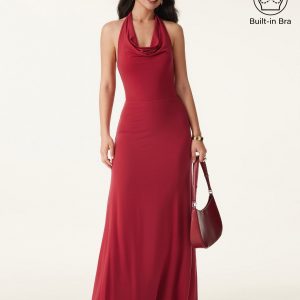 Stunning Cowl Neck Flared Maxi Bra Dress - Image 1