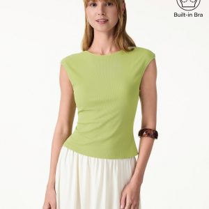 Sweat-Wicking Boatneck Open Back Bra Top - Image 3