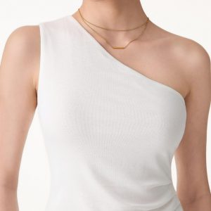 Linen Knit One Shoulder Bra Tank - Image 5