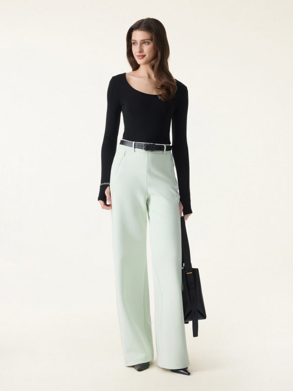 2Pcs Set Multi-wear Bra Top &  Slimming High Rise Wide Leg Pants