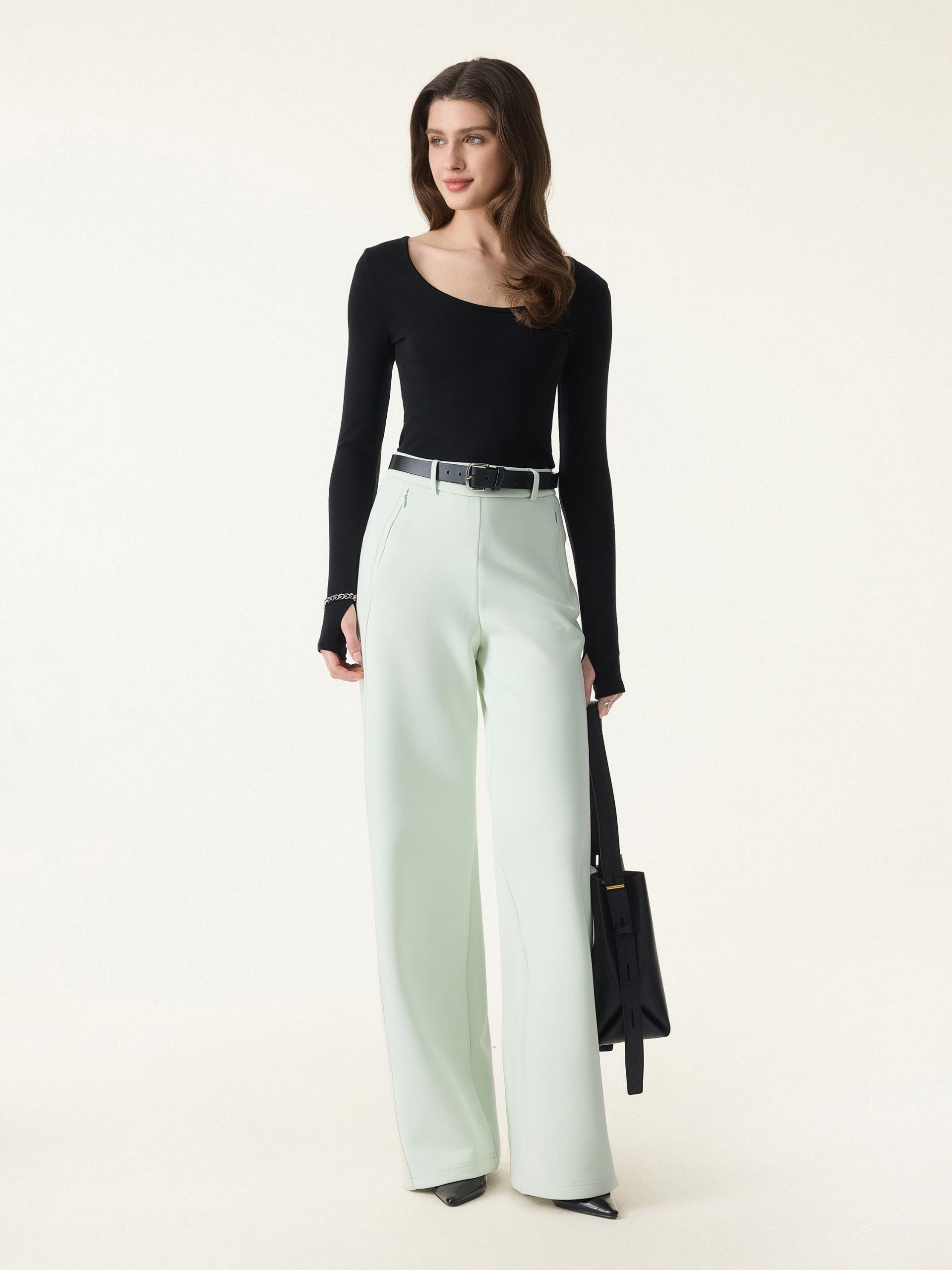 2Pcs Set Multi-wear Bra Top &  Slimming High Rise Wide Leg Pants - Image 11