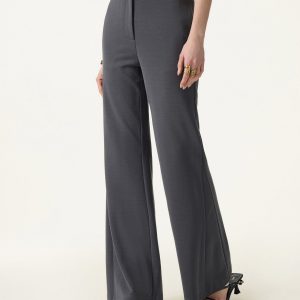 Wrinkle-Resistant High Rise Flared Trousers with Pockets - Image 8