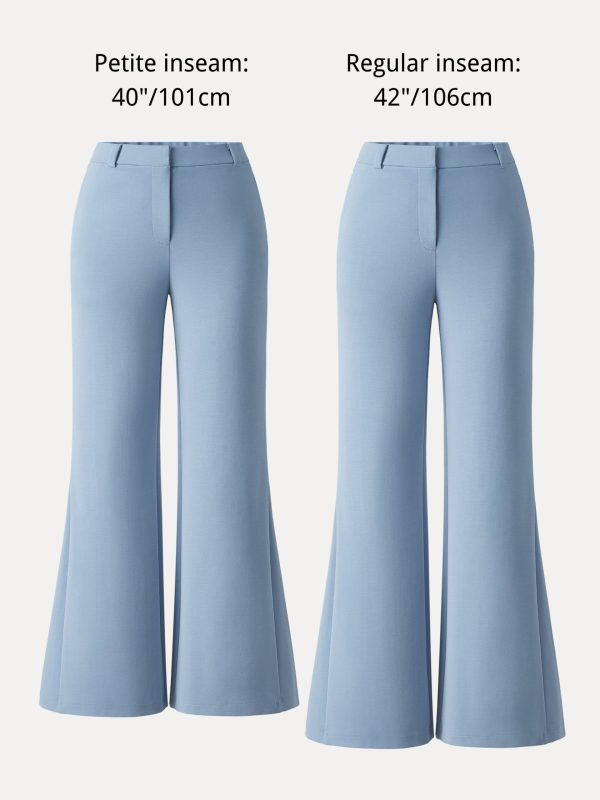 Wrinkle-Resistant High Rise Flared Trousers with Pockets