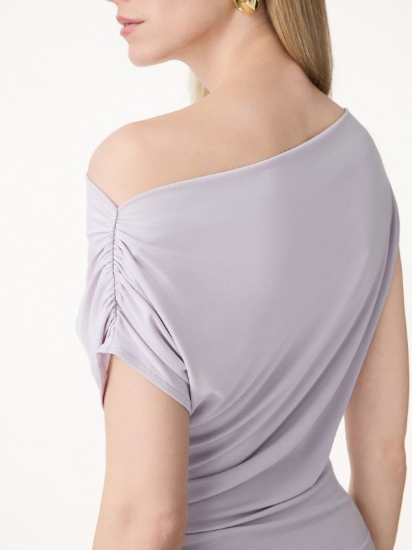 Cool-Touch Asymmetrical Ruched Shoulder Top