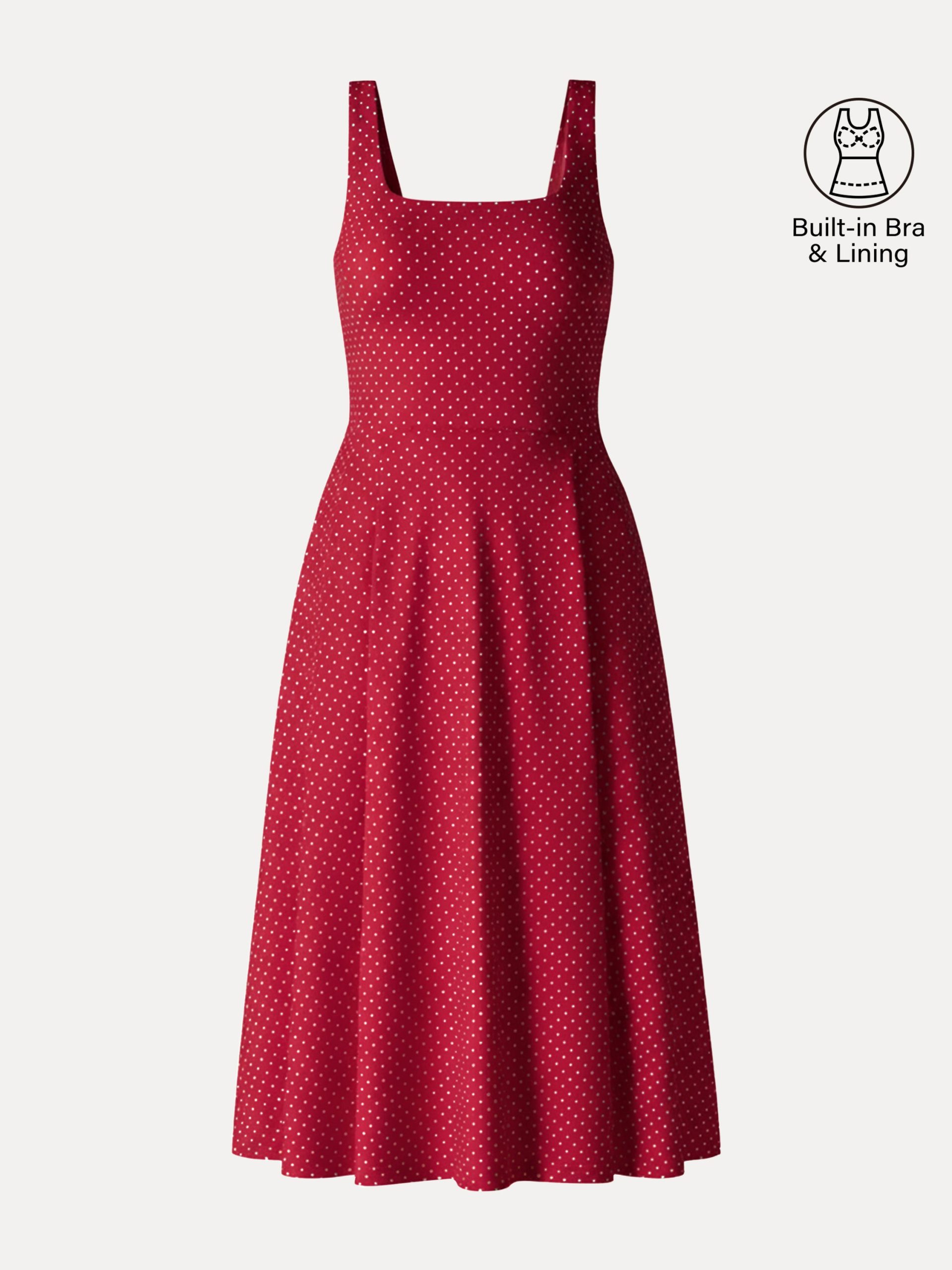 Stretch Cotton Polka Dot Square Neck Midi Bra Dress with Pockets Limited Edition - Image 13