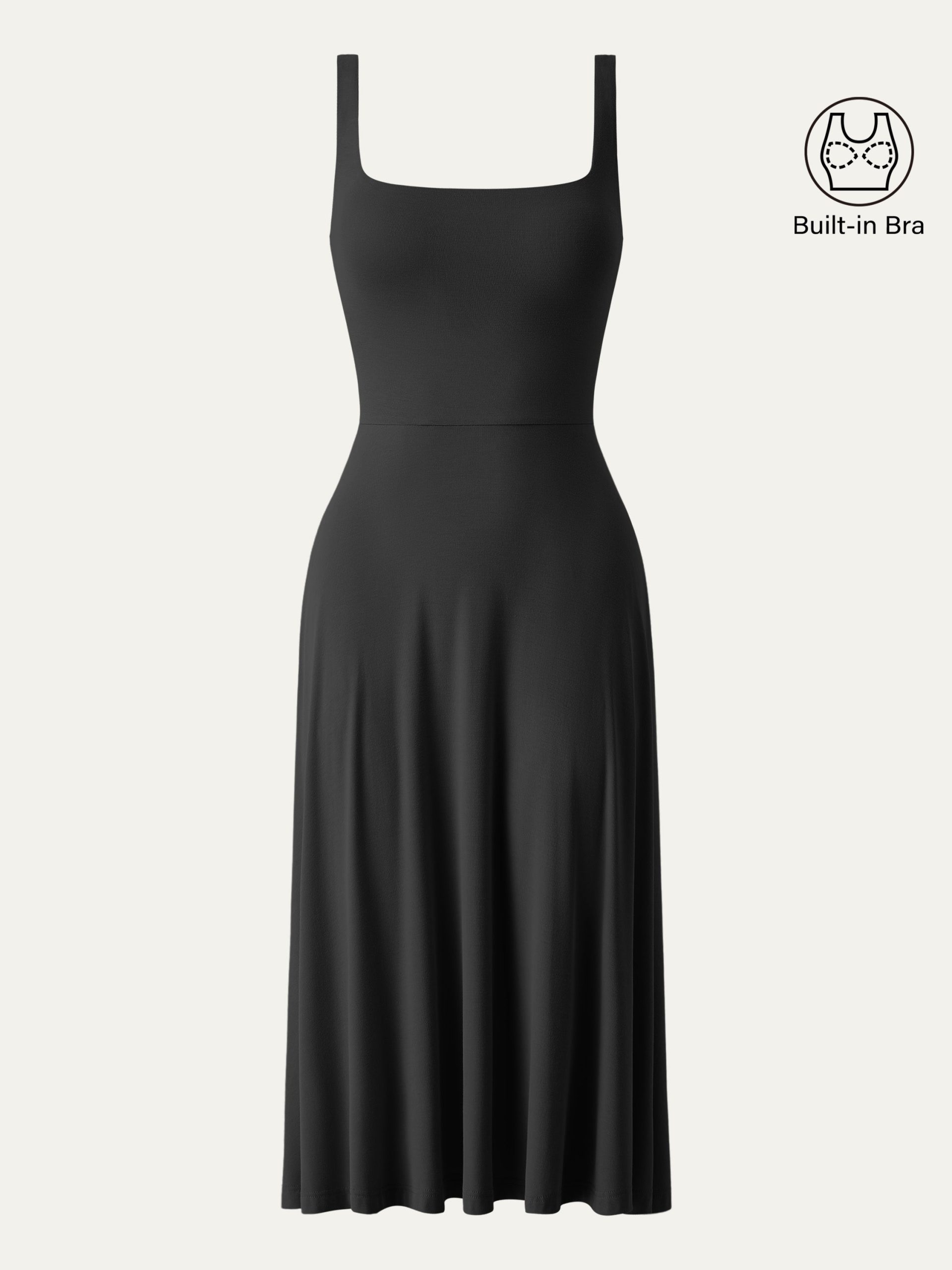 Square Neck Flowy New Airy Bra Midi Dress - Image 25