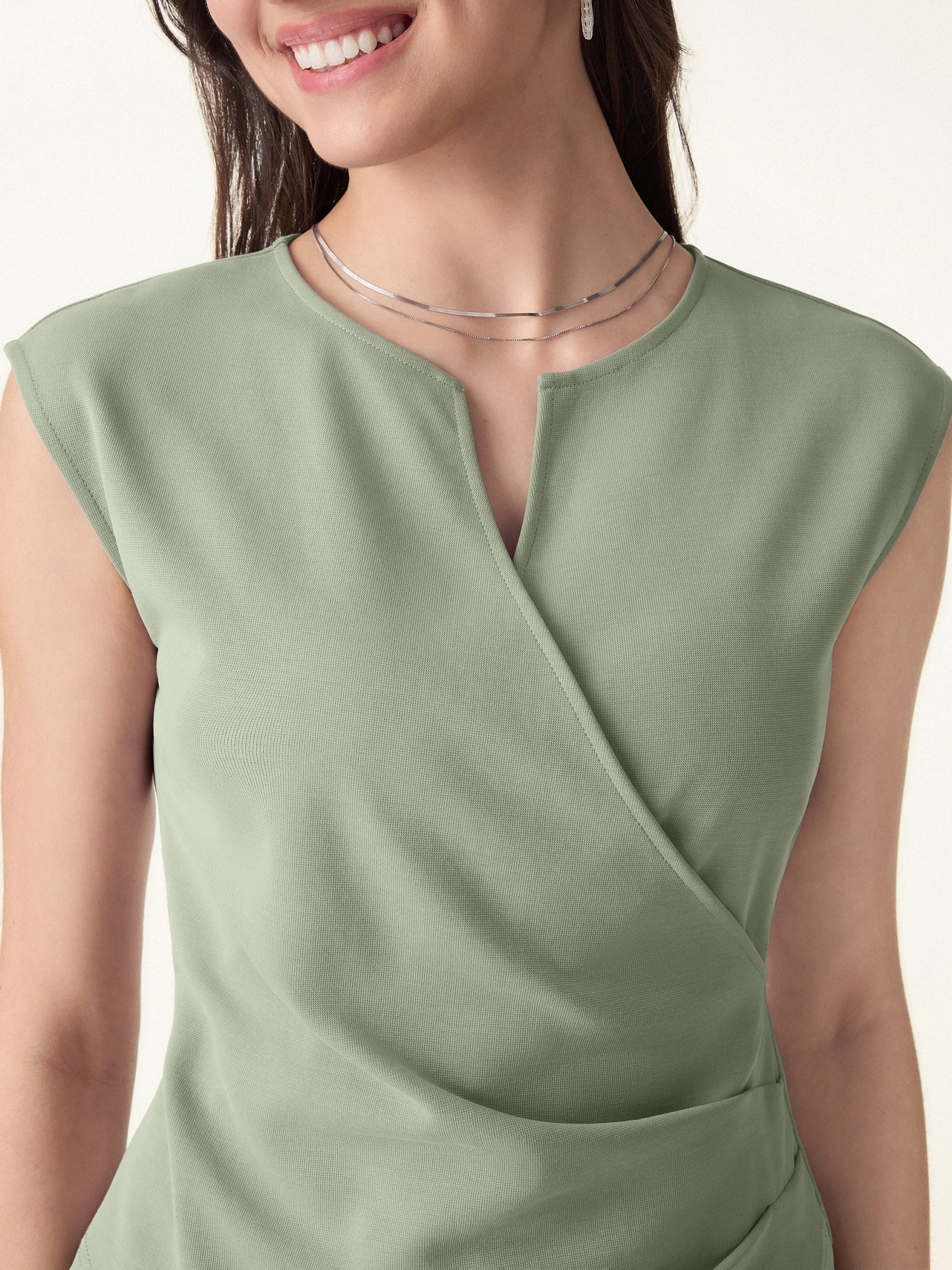 Surplice Wide Shoulder Tucked Angled Tank Top - Image 1
