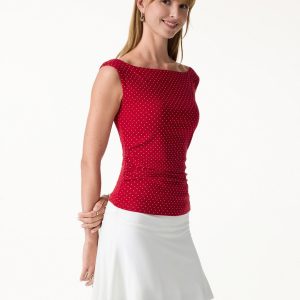 Stretch Cotton Polka Dot Boatneck Ruched Bra Top Limited Edition - Image 7