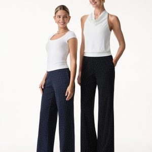 Stretch Cotton Polka Dot Wide Leg Pull-On Pants with Pockets Limited Edition - Image 2