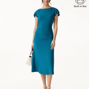 2Pcs Set SkinKiss Cowl Back Flutter Sleeve Bra Top & Pull-on Midi Skirt - Image 1