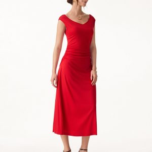 Cooling Lyocell V-Neck Ruched Midi Bra Dress - Image 6