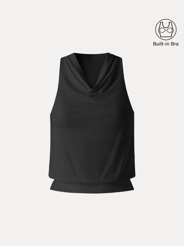 SkinKiss Not-See-Thru Halter Cowl Neck Bra Top