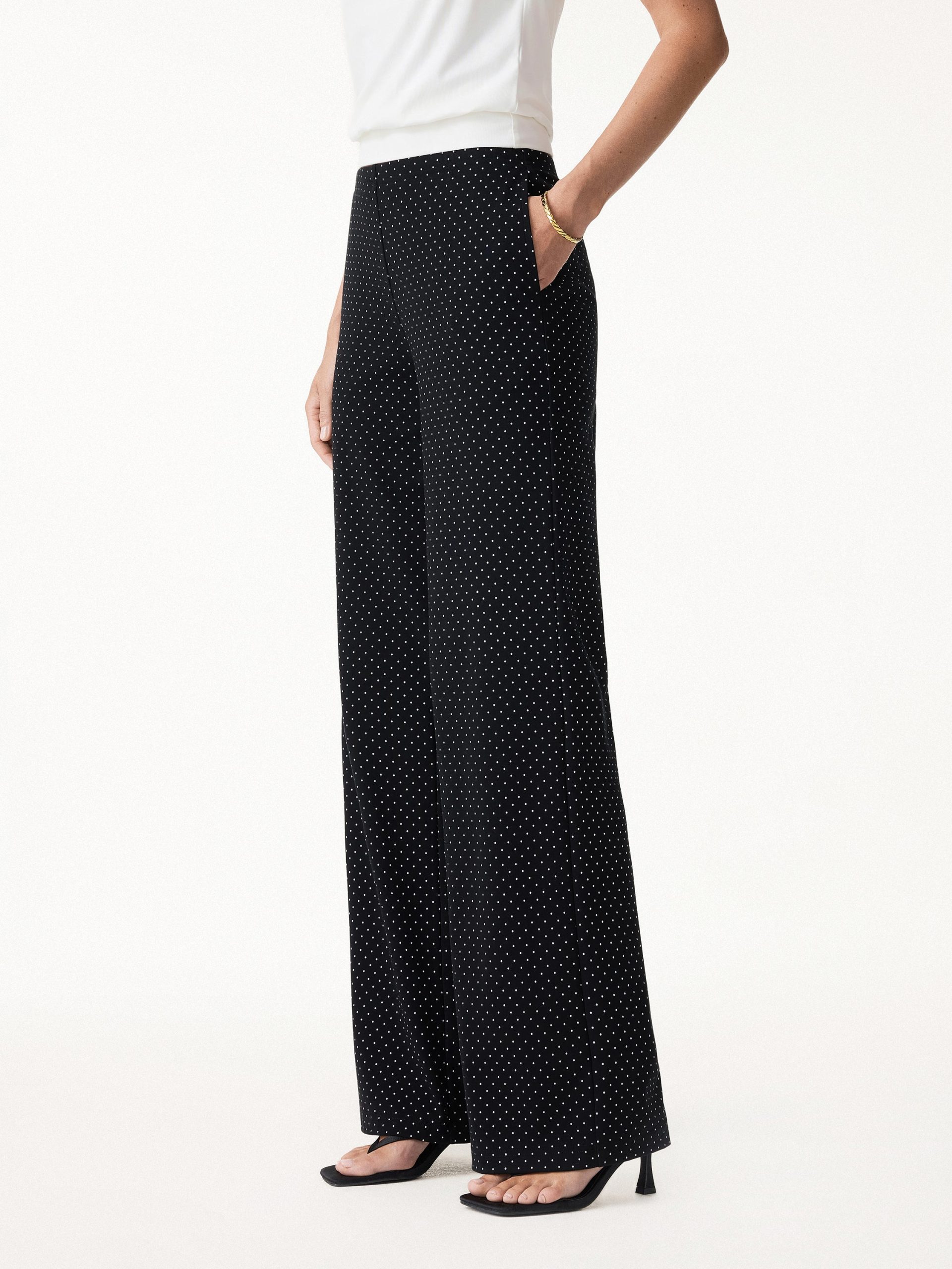 Stretch Cotton Polka Dot Wide Leg Pull-On Pants with Pockets Limited Edition - Image 11