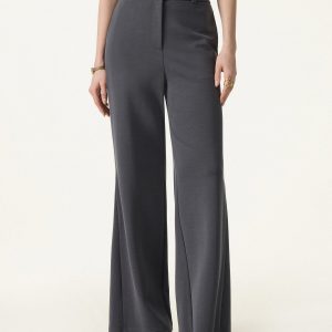 Wrinkle-Resistant High Rise Flared Trousers with Pockets - Image 4