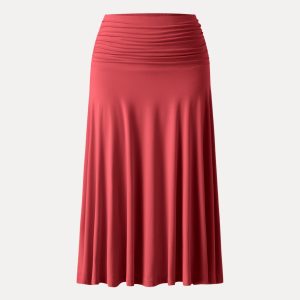 Flowy Side Ruched A-line Midi Skirt - Image 20