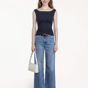 Stretch Cotton Polka Dot Boatneck Ruched Bra Top Limited Edition - Image 13
