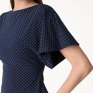 2Pcs Set Boatneck Flutter Sleeves Polka Dot Top & A-Line Flare Skirt Limited Edition - Image 6