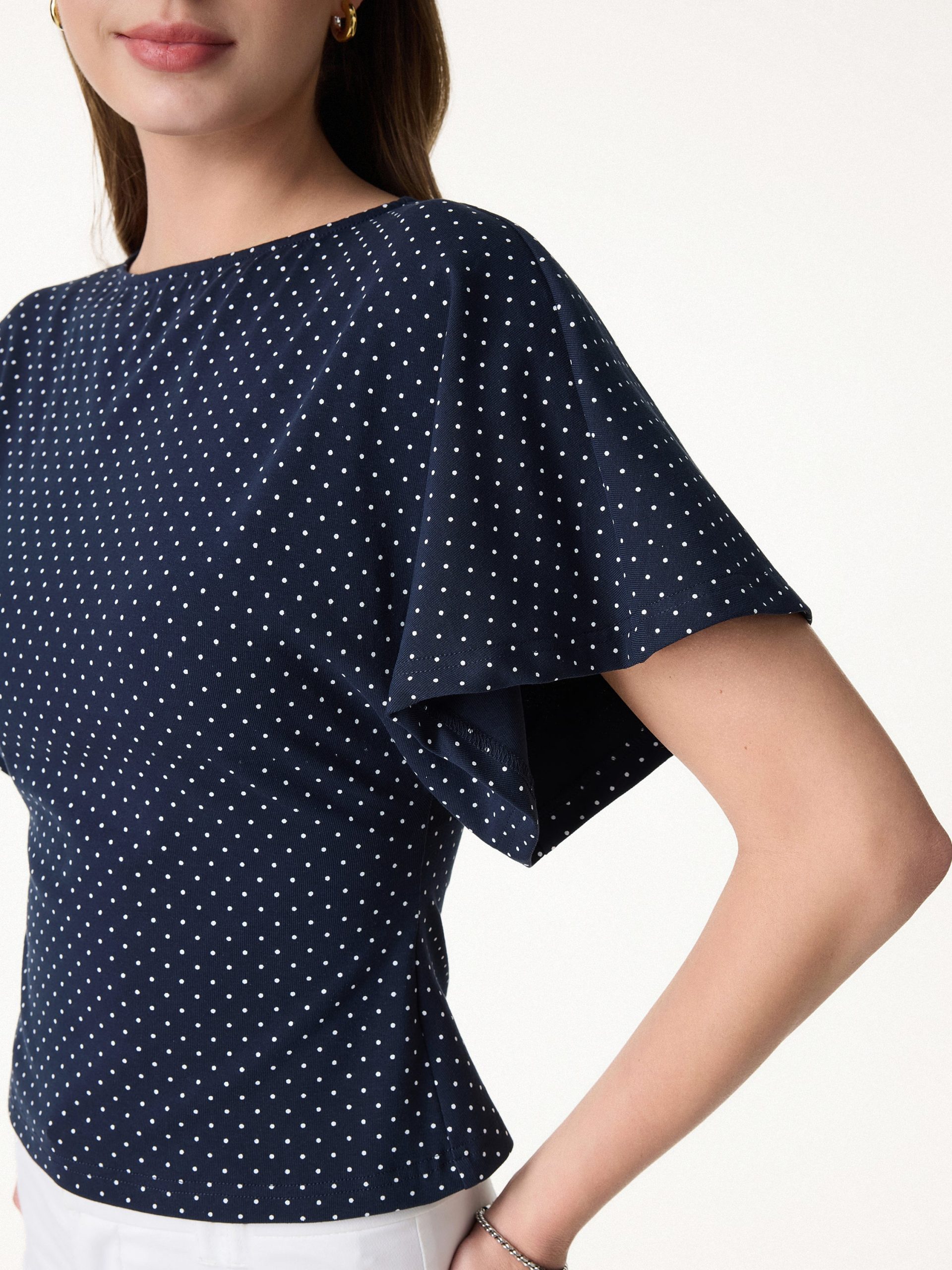 2Pcs Set Boatneck Flutter Sleeves Polka Dot Top & A-Line Flare Skirt Limited Edition - Image 6